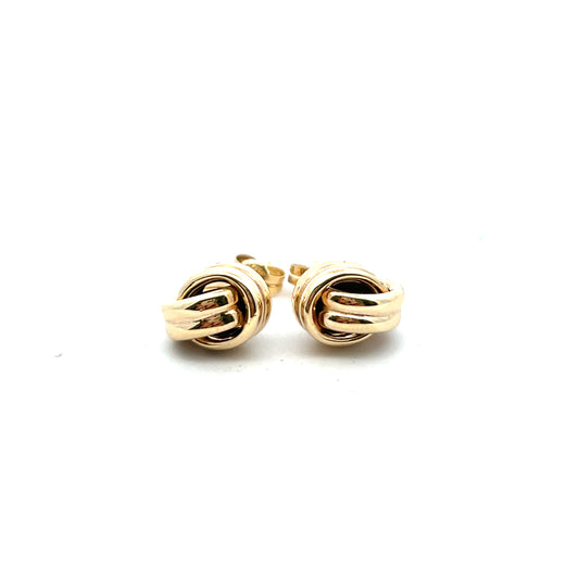 Pre Owned Two Strand Knot Stud Earrings
