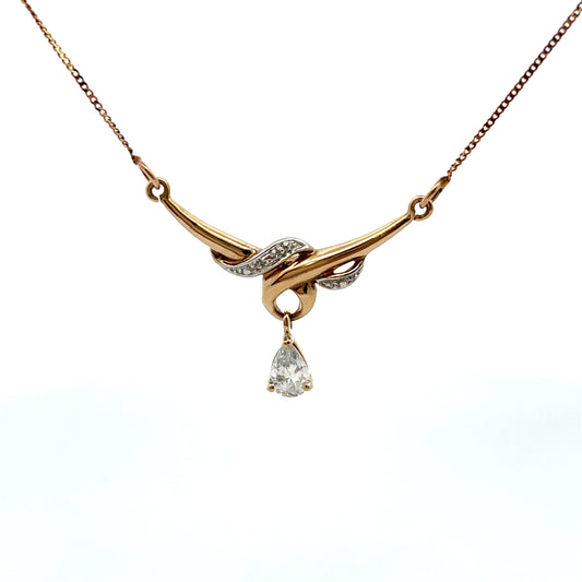 Pre-Owned 9ct Yellow Gold Cubic Zirconia Necklace