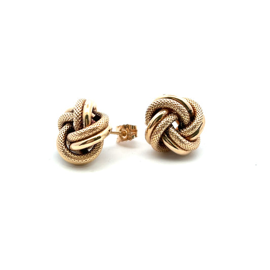 Pre-Owned 9ct Yellow Gold Knot Stud Earrings