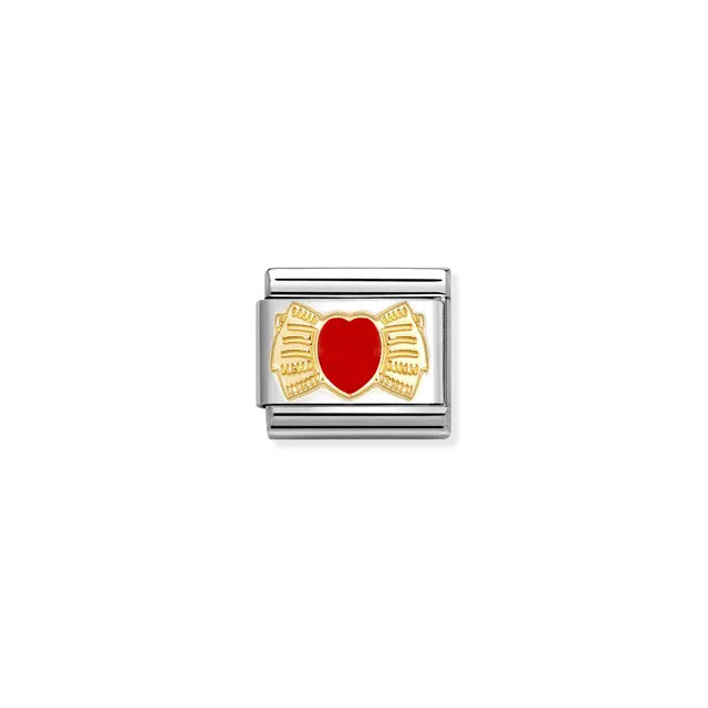 Nomination Gold Red Heart Bow 030207/56