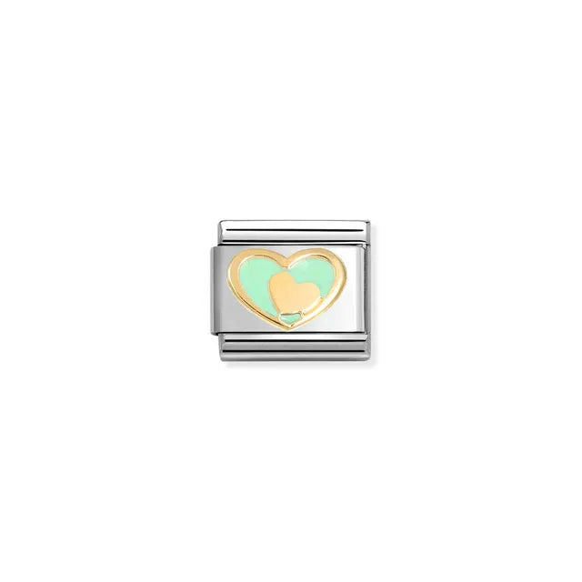 Nomination Composable Classic Green & Gold Heart 030283/29