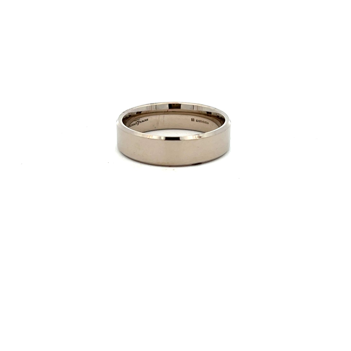 18ct White Gold 6mm Semi Luxury Ring Size U