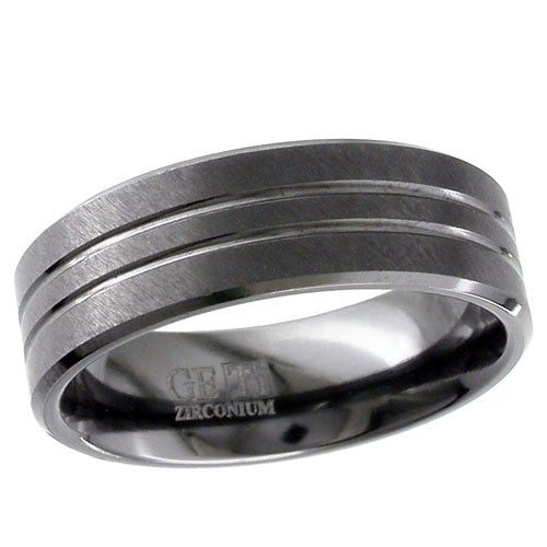 Geti Titanium Zirconium Flat Double Groove Centre Ring