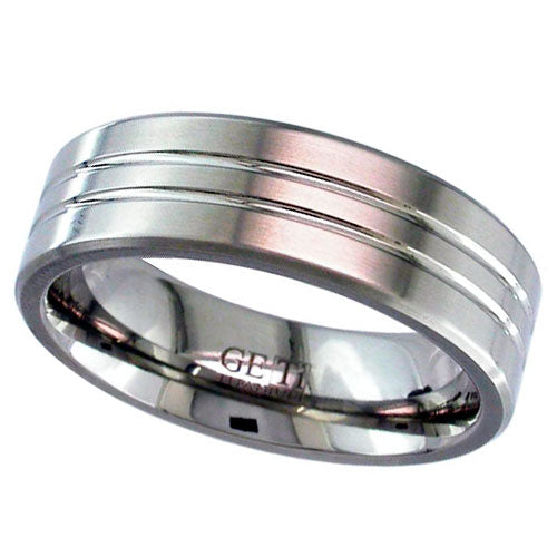 Geti Titanium Flat Double Line Ring