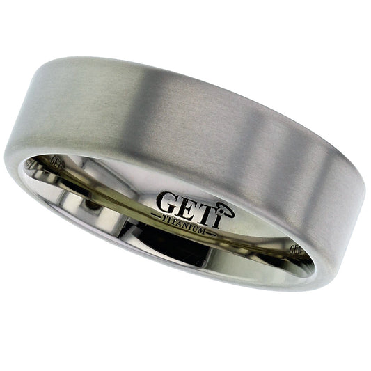 Geti Titanium Satin Flat Polished Bevel Ring