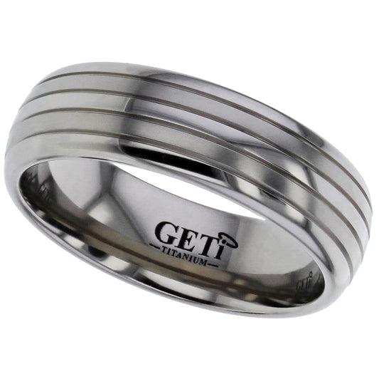 Geti Titanium Dome Polished Edges and Polished Line Ring