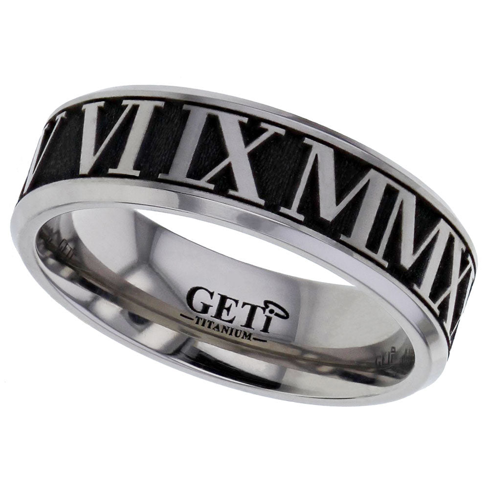 Geti Titanium Invert Roman Numerals Ring – Judith Hart Jewellers