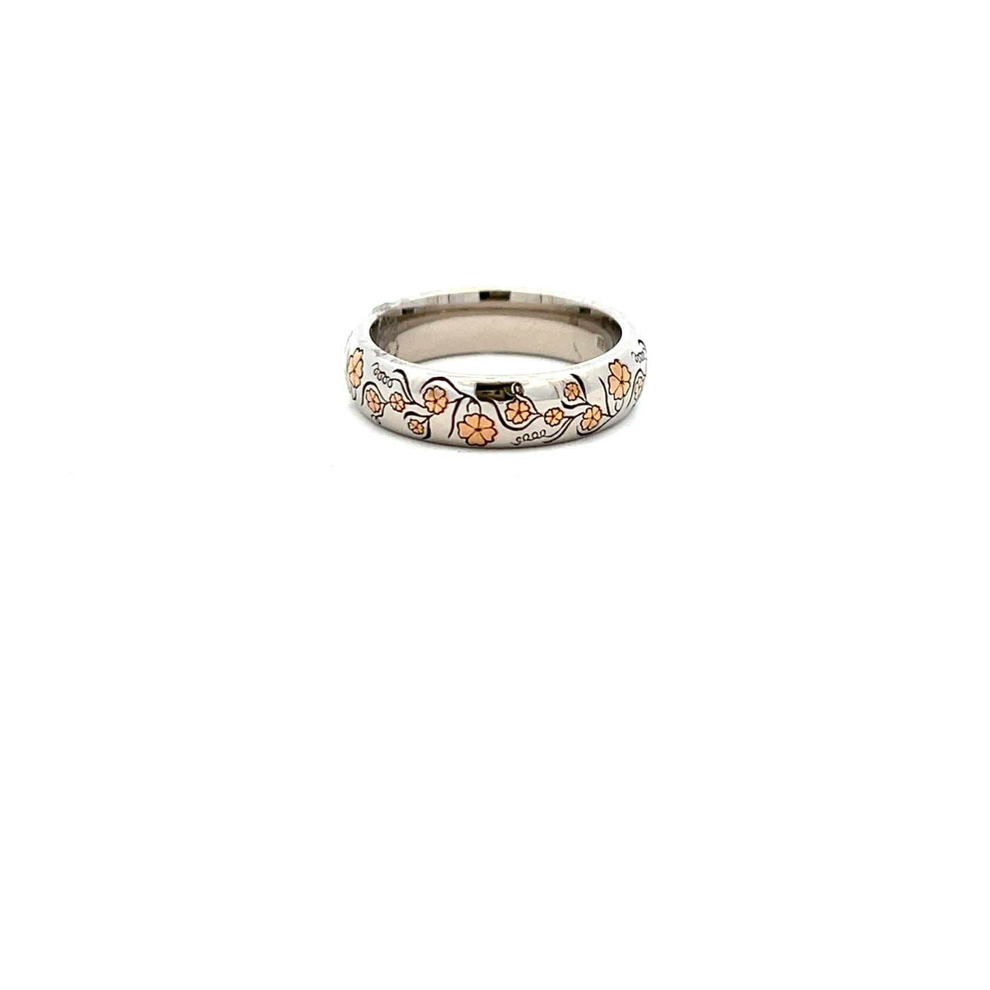18ct Yellow Gold and Palladium Flowers Ring Size M