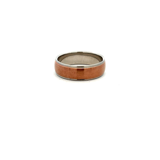 Palladium and 9ct Rose Gold Satin Finish Ring Size V