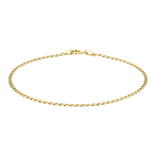 9ct Yellow Gold 2mm Flat Curb Bracelet