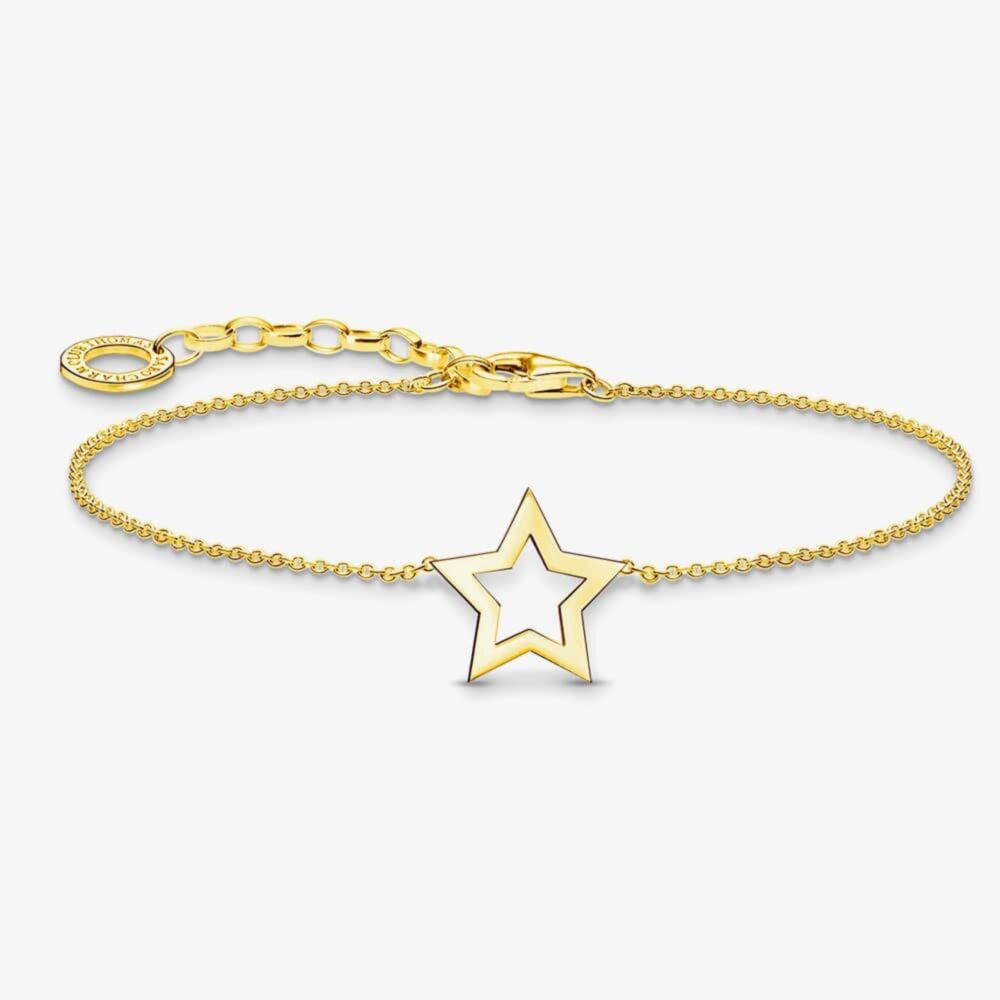 Thomas Sabo Yellow Gold Plated Open Star Trace Bracelet A2162-413-39-L19V