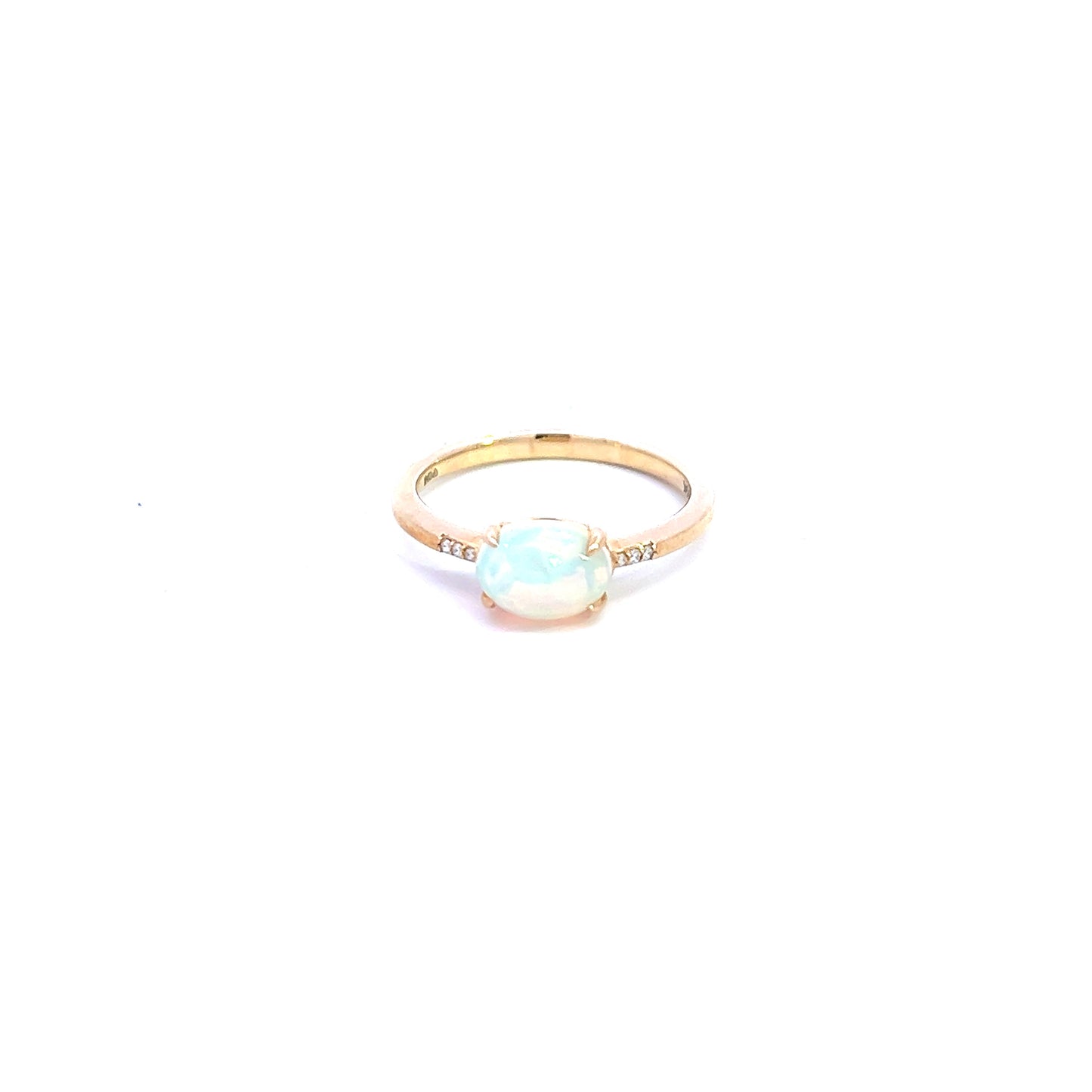 9ct Yellow Gold Opal and Diamond Ring Size M