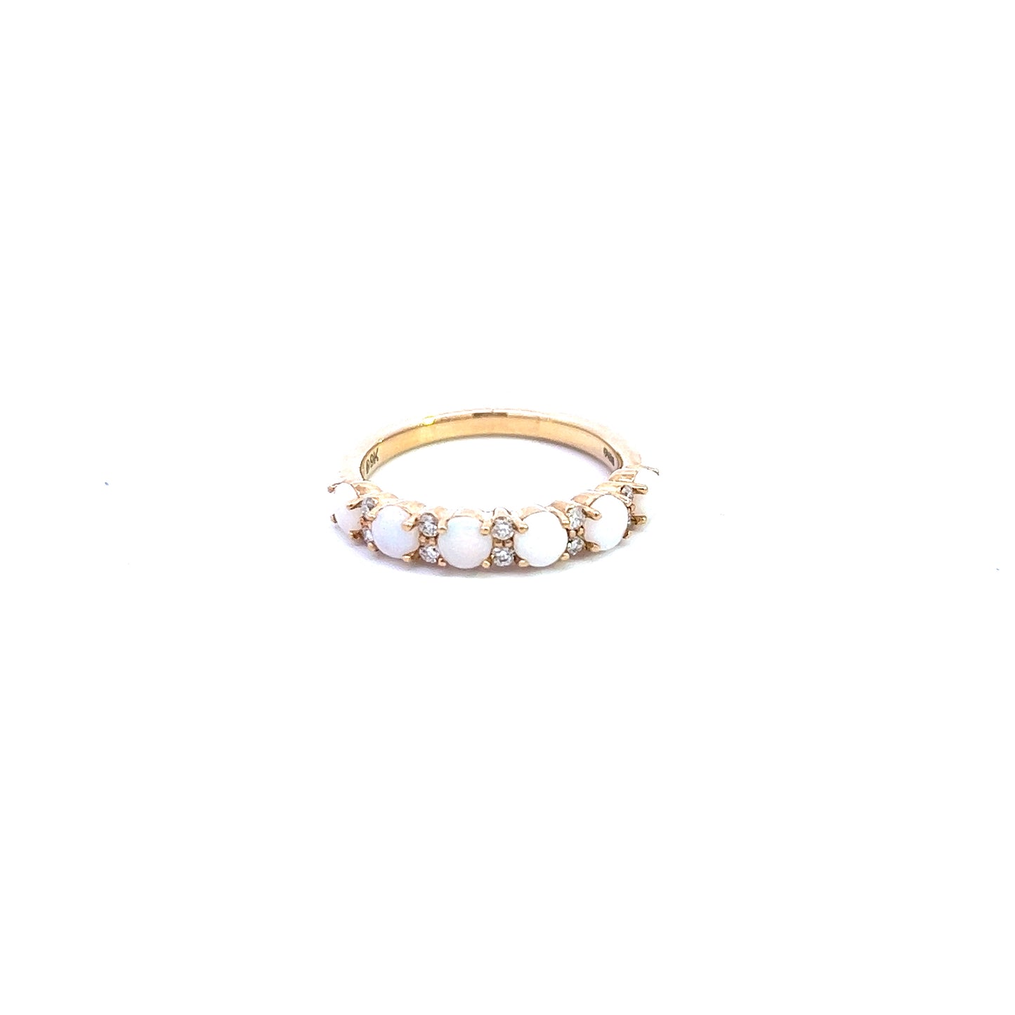 9ct Yellow Gold Opal and Diamond Ring Size N