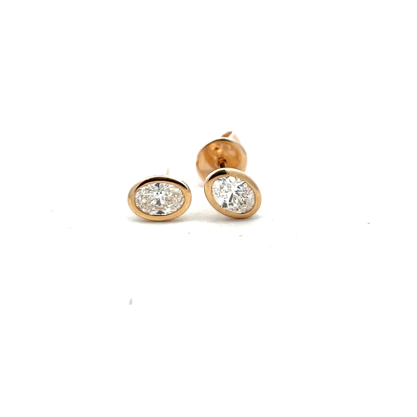 9ct Yellow Gold Laboratory Grown 0.54ct Oval Cut Bezel Set Stud Earrings