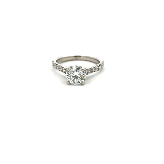 Platinum 1.02ct Brilliant Cut Laboratory Grown Diamond Ring with 0.42ct Hidden Halo and Shoulders Size J