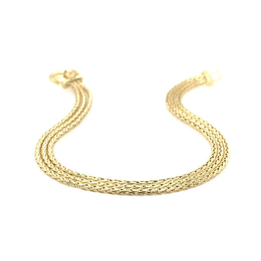 9ct Gold Three Row Hollow Spiga Bracelet
