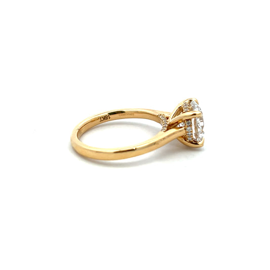 18ct Yellow Gold Laboratory Grown Diamond Brilliant Cut Hidden Halo Ring Size M