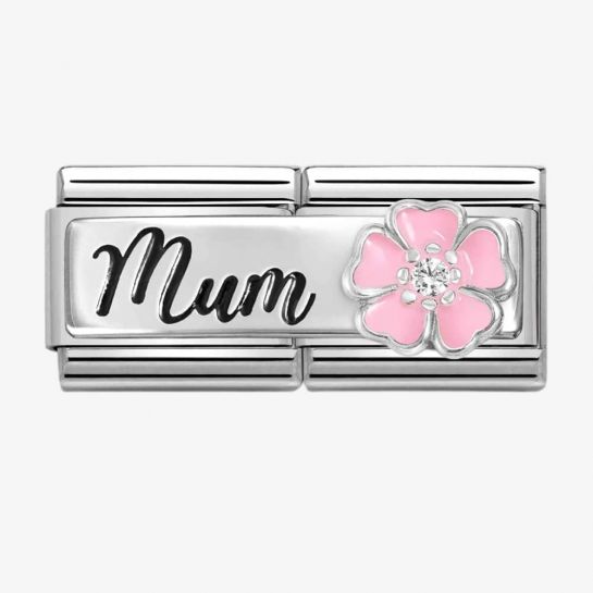 Nomination Classic Double Mum with Pink Enamel Flowers 330734/18