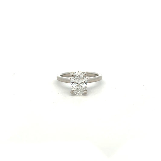 Platinum 1.79ct Laboratory Grown Oval Diamond Ring Size M