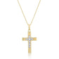 9ct Yellow & White Gold Bevelled Edge Diamond Cross Necklace