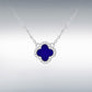 Sterling Silver Synthetic Blue Lazurite & Cubic Zirconia Four Petal Necklace