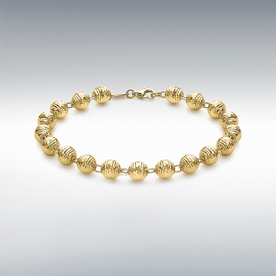 9ct Yellow Gold Diamond Cut Beads Bracelet