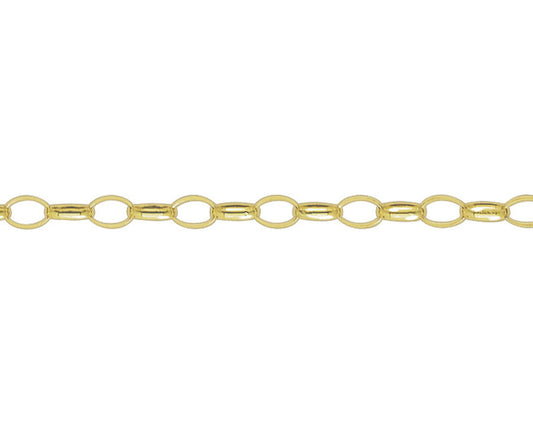 9ct Yellow Gold Oval Light Belcher Chain 18"