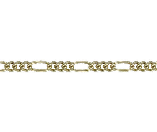 9ct Yellow Gold Round Fetter and Figaro Chain 20"