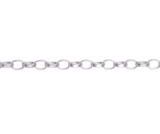 9ct White Gold Oval Filed Belcher Chain 24"