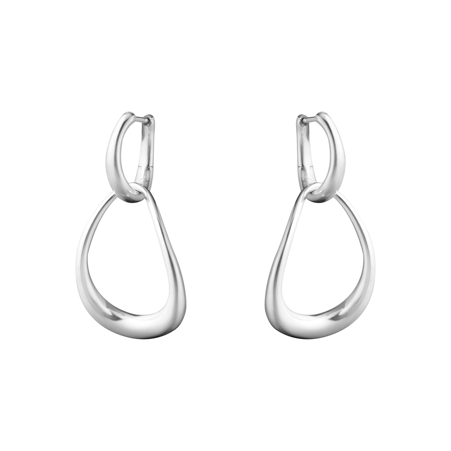 Georg Jensen Offspring Interlocking Sterling Silver Drop Hoop Earrings 10012754