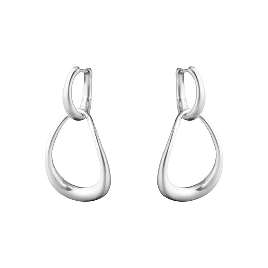 Georg Jensen Offspring Interlocking Sterling Silver Drop Hoop Earrings 10012754