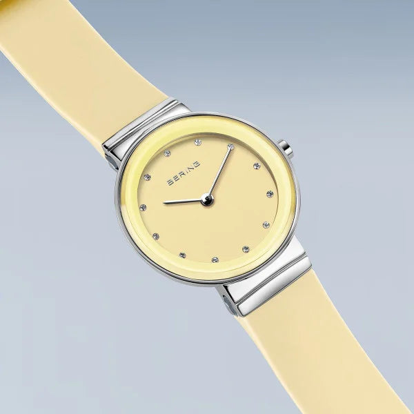 Bering Round Steel Classic Lemon Dial And Strap Watch 10129-600