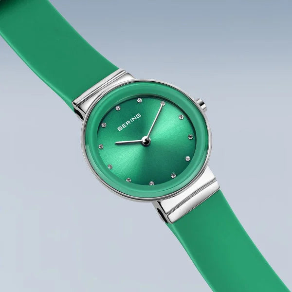 Bering Classic Steel Case Green Dial Watch 10129-808