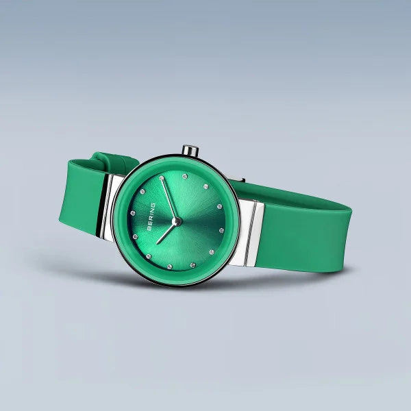 Bering Classic Steel Case Green Dial Watch 10129-808