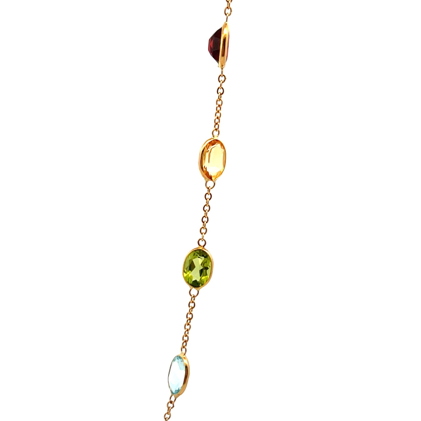 18ct Yellow Gold Amethyst Garnet Citrine Peridot and Blue Topaz Necklace 18"