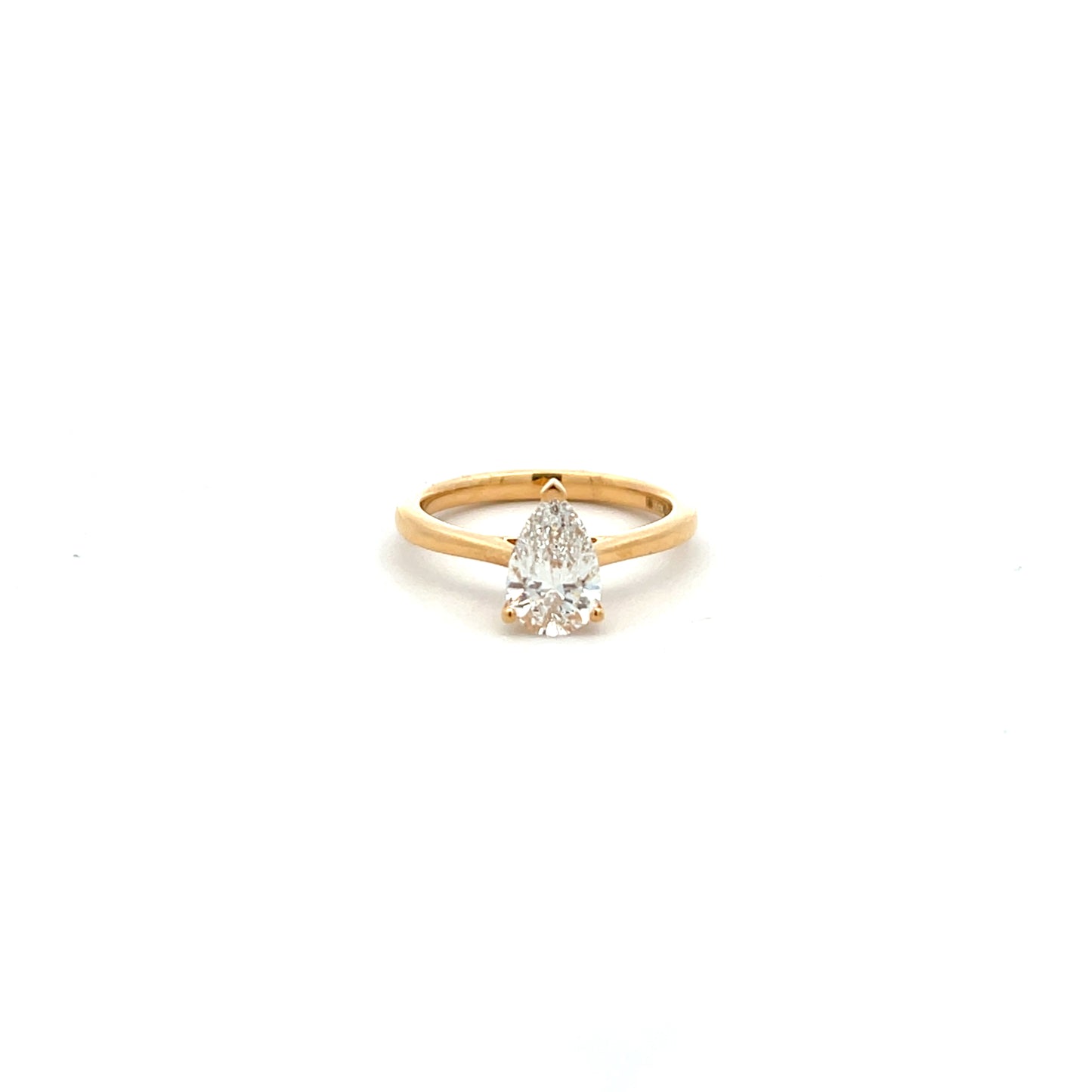 18ct Yellow Gold Laboratory Grown Diamond 1.06ct Pear Cut Three Claw Ring Size L