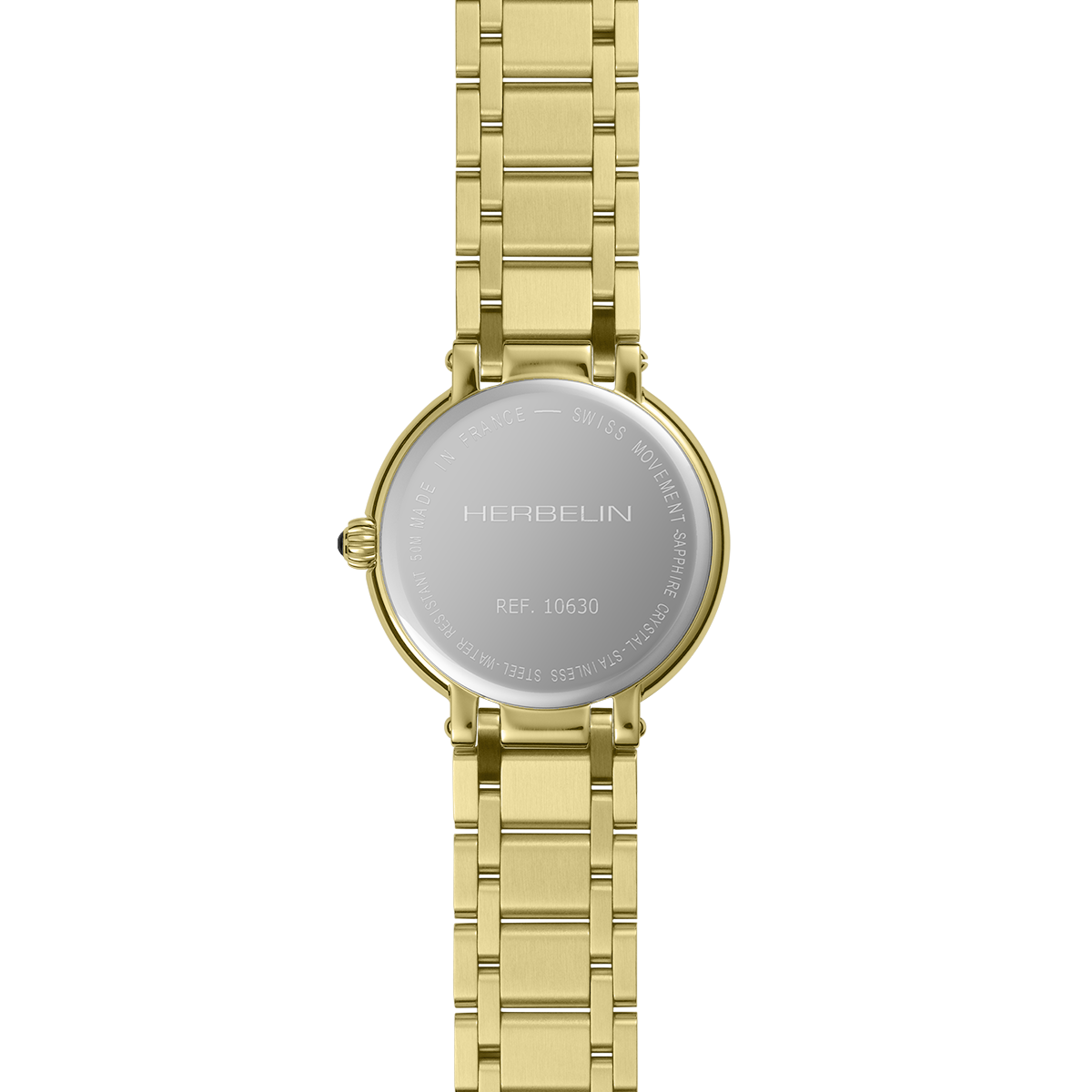 Herbelin Galet Round Mother Of Pearl Diamond Dial Yellow Plated 10630BP59
