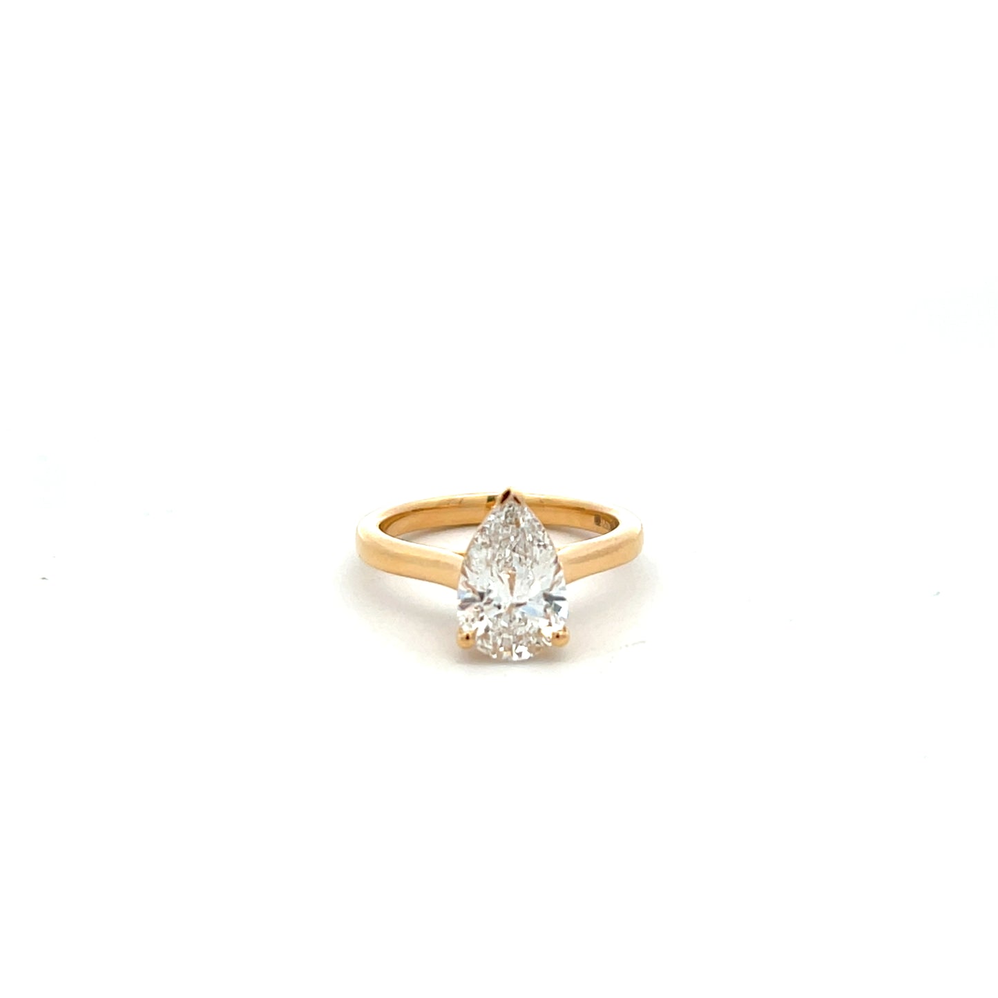 18ct Yellow Gold Laboratory Grown Diamond 2.02ct Pear Cut Three Claw Ring Size L