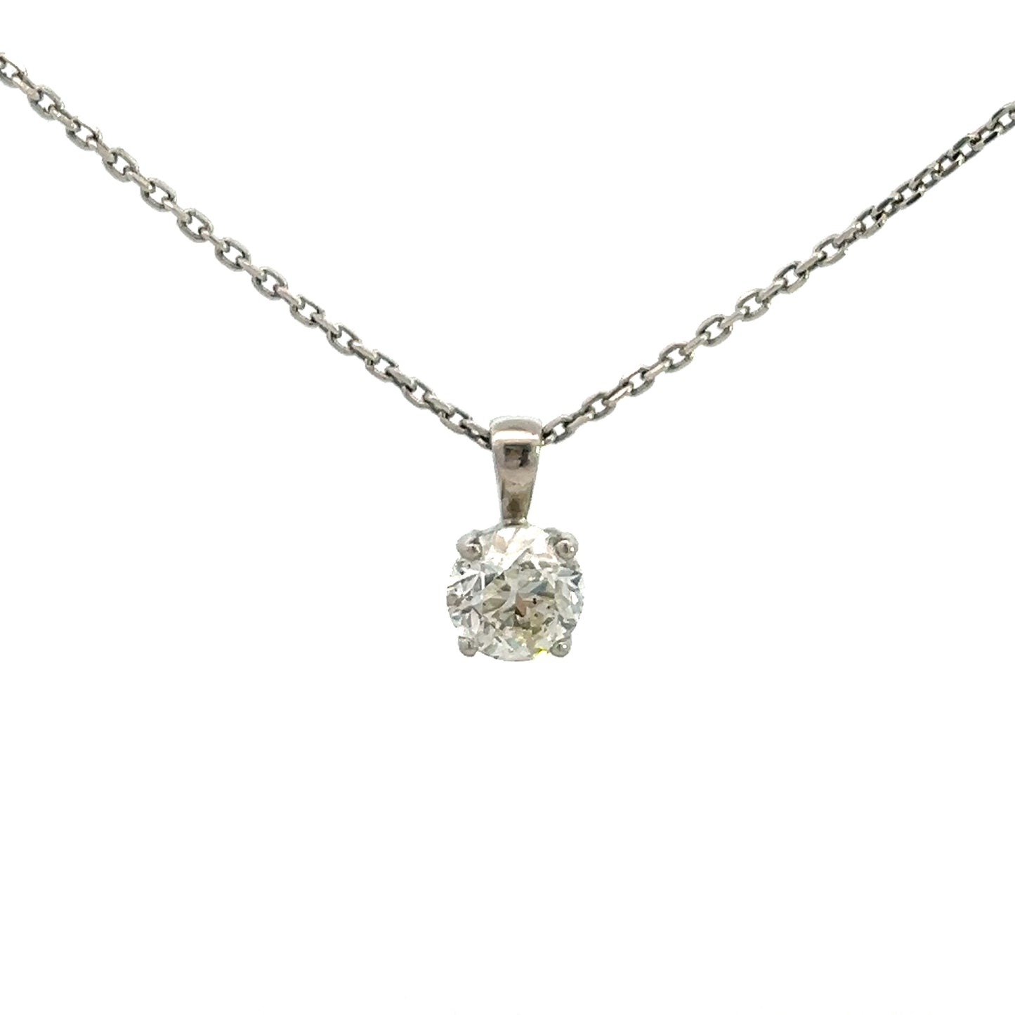 Platinum 1.00ct Brilliant Cut 4 Claw Diamond Pendant