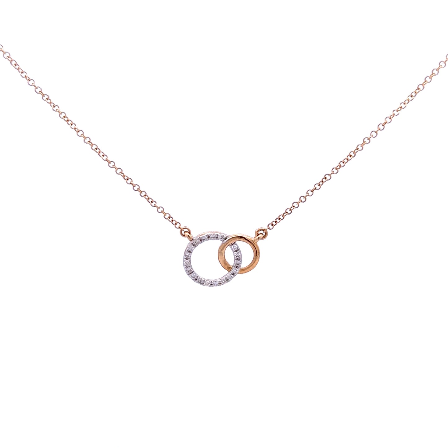 9ct Yellow Gold Diamond Double Circle Necklace