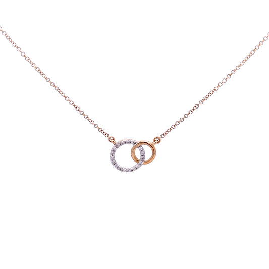 9ct Yellow Gold Diamond Double Circle Necklace