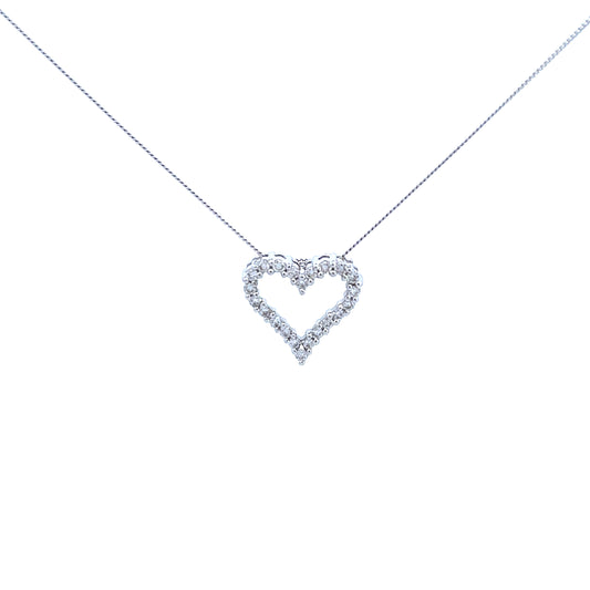 9ct White Gold Diamond Heart Necklace