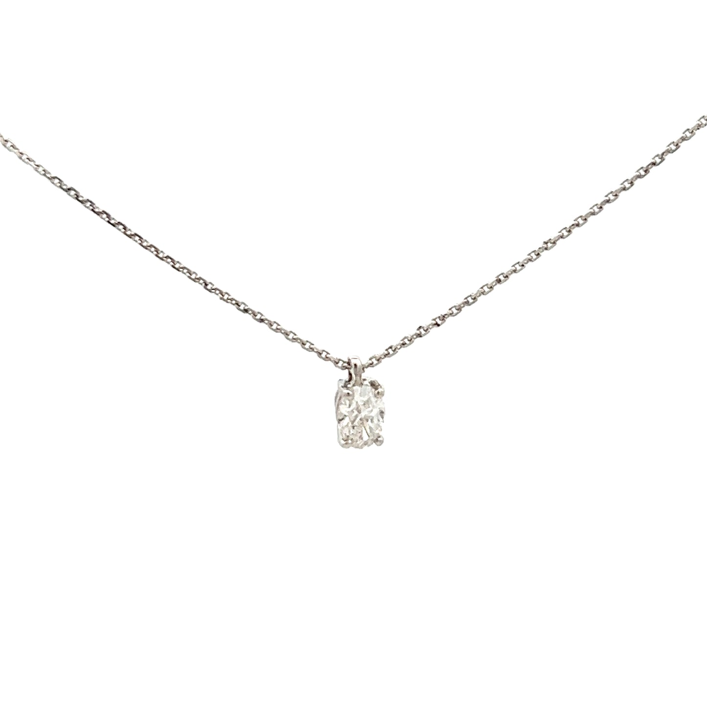 18ct White Gold 0.30ct Oval Cut Diamond Necklace