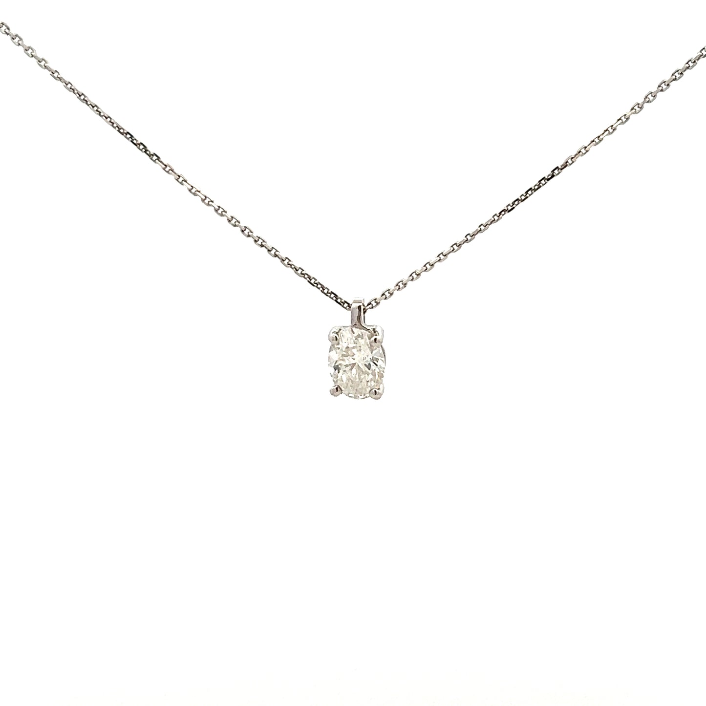 18ct White Gold 0.70ct Oval Cut Diamond Necklace