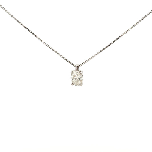 18ct White Gold 0.70ct Oval Cut Diamond Necklace