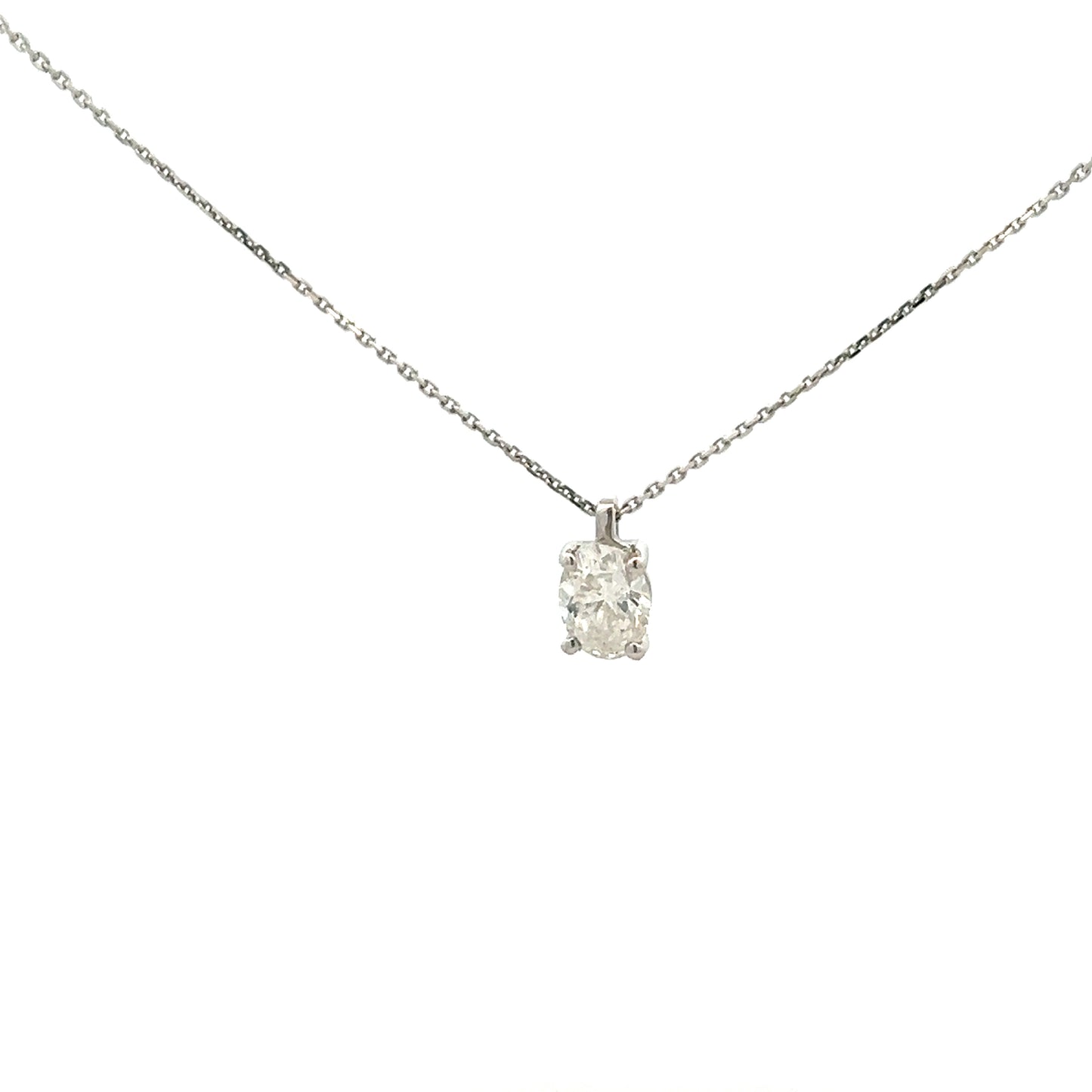 18ct White Gold 0.70ct Oval Cut Diamond Necklace