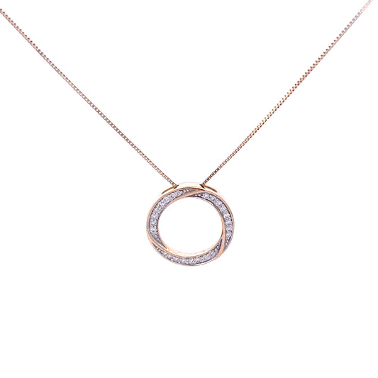 9ct Yellow Gold Diamond Circle Necklace