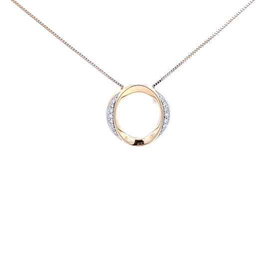 9ct Yellow Gold Diamond Oval Necklace