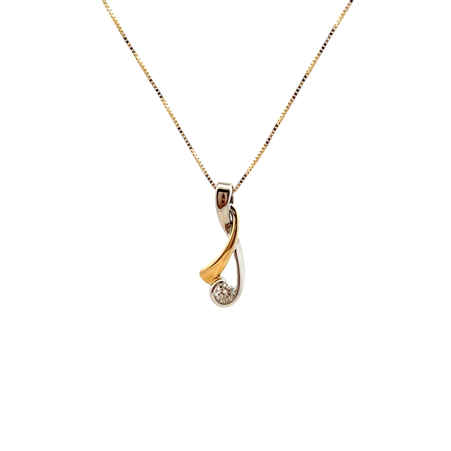 9ct Yellow and White Gold Foldover Diamond Necklace