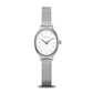 Bering Oval White Dial Steel Mesh Bracelet 11020-004